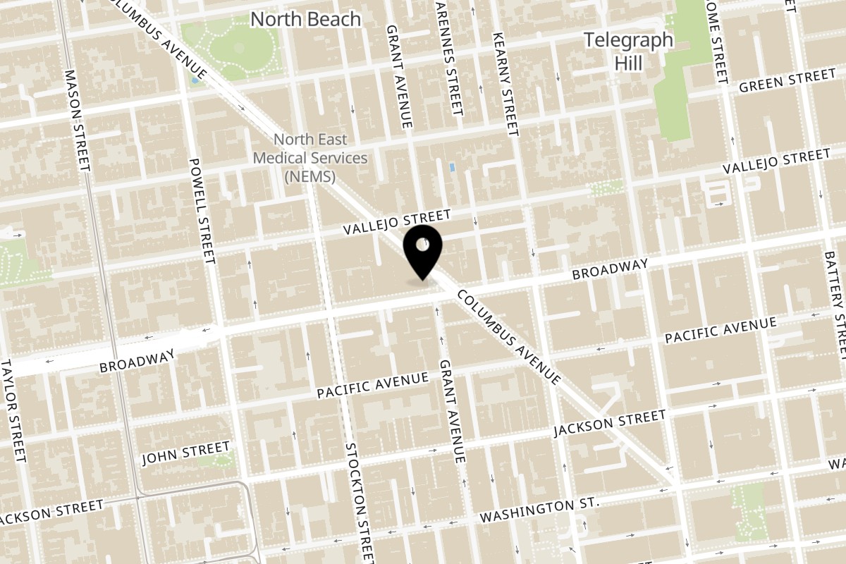 Map showing the location of 606 on 606 Broadway in San Francisco